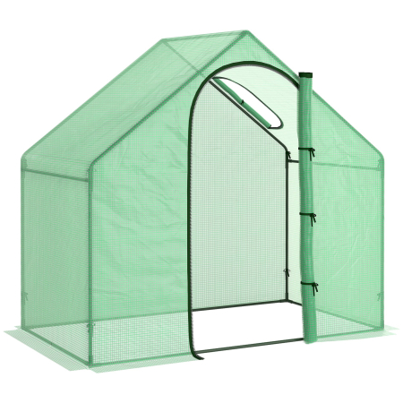 Prelate, pavilioane, umbrele terasa -  Sera Cabina Portabila 6' x 3' x 6', Folie PE, Sera de Gradina cu Cadru de Otel, Usa cu Fermoar, Aerisire Superioara, pentru Flori, Legume, Puieti, Plante Tropicale, Verde