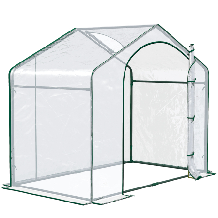  Sera de Exterior cu Intrare cu Fermoar si Aerisire Superioara, din Plastic si Otel, 180x100x152 cm, Transparenta [6]
