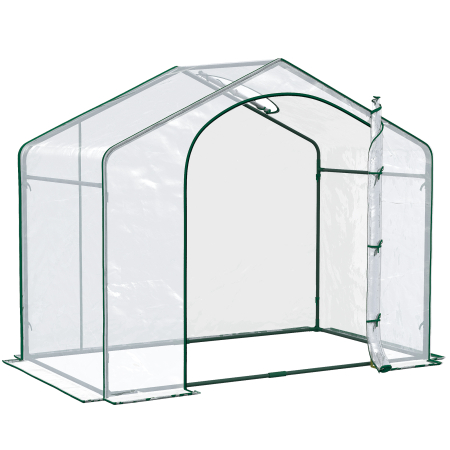 Prelate, pavilioane, umbrele terasa -  Sera de Exterior cu Intrare cu Fermoar si Aerisire Superioara, din Plastic si Otel, 180x100x152 cm, Transparenta