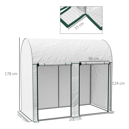 Sera de Gradina 2 m², 2 Usi Rulabile, Acoperire din PE 140g/m² Anti-UV, 2x1x1.78m, Alba [2]