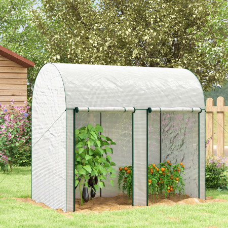  Sera de Gradina 2 m², 2 Usi Rulabile, Acoperire din PE 140g/m² Anti-UV, 2x1x1.78m, Alba [1]