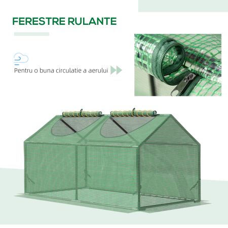  Sera de Gradina cu Acoperire din PE, tepuse si Margini Extinse, 120x60x60cm, Verde [4]