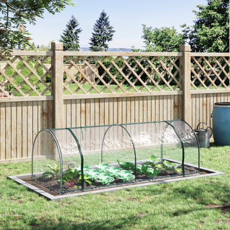  Sera de gradina cu cadru din otel si invelis din PVC, 250x100x80cm, Verde si transparent [1]