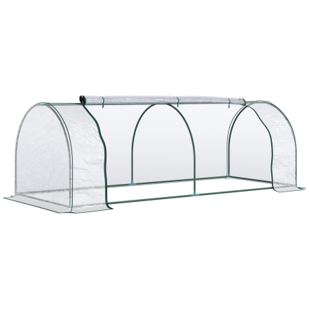 Prelate, pavilioane, umbrele terasa -  Sera de gradina cu cadru din otel si invelis din PVC, 250x100x80cm, Verde si transparent