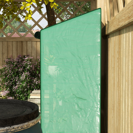  Sera de Gradina cu Copertina din PE, Sera cu Acoperis inclinat, 2 Usi Rulante si 6 Rafturi, 143x46x151cm, Verde [8]