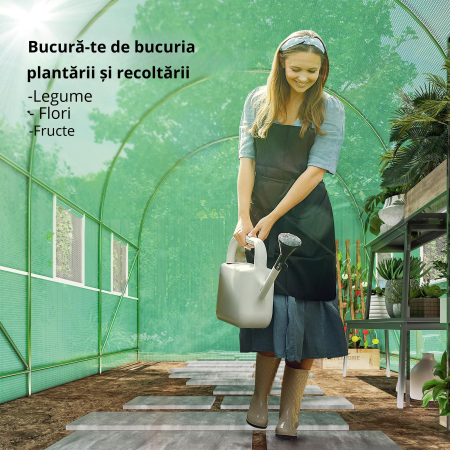  Sera de Gradina cu Ferestre, Usa si Acoperis Rotunjit, 3.5x2x2m, Verde [3]