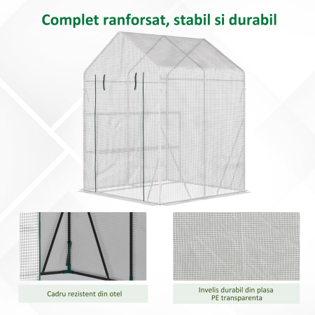  sera de gradina, cu usa tip rulou, 143x143x195cm, alb [5]