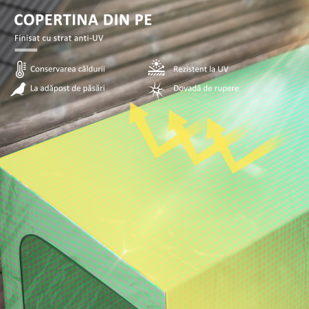  Sera de Gradina de Perete cu 2 Usi Rulabile si Acoperire din PE Anti-UV, 200x80x200 cm, Verde [3]