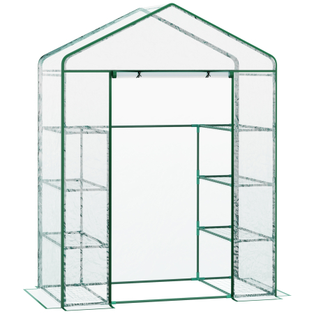 Prelate, pavilioane, umbrele terasa -  Sera de Gradina din Otel si PVC Transparent cu Usa Rulou, 143x73x195cm