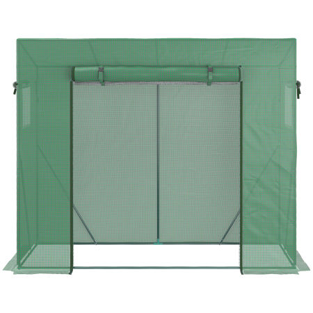  Sera de gradina din PE si otel cu 4 carlige, 2 ferestre laterale si copertina superioara ranforsata, 200x77x148-169 cm [8]