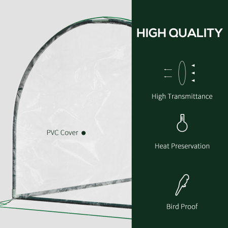  Sera de gradina in forma de tunel din otel cu acoperire din PVC, 200x100x80 cm, transparenta si verde [5]