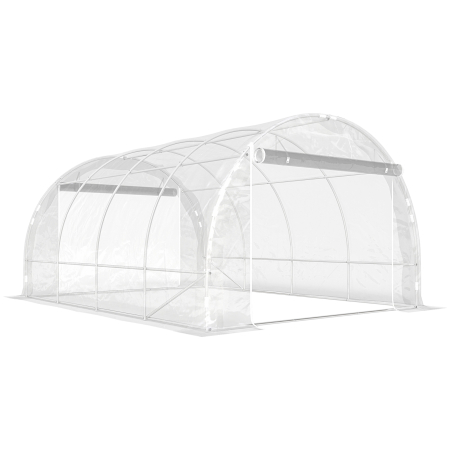 Gradina & balcon -  Sera de Gradina Tip Tunel 3x4x2 m cu 2 Usi Rulabile, Sera pentru Legume cu 4 intariri Diagonale, Cadru din Otel si Acoperis PE, pentru Legume, Flori, Fructe, Anti-UV, Transparent