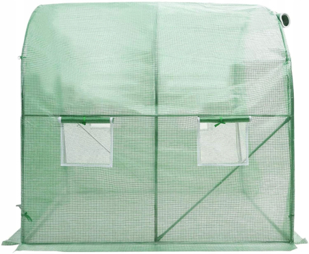 Sera gradina tip tunel 200x200x200 cm, folie PE 140g/m2 UV4, ferestre cu plase tantari, usa fermoar, 4 mp, verde [9]