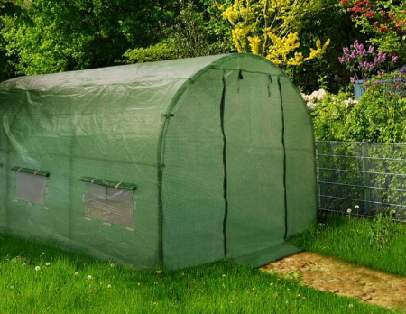 Sera gradina tip tunel 200x200x200 cm, folie PE 140g/m2 UV4, ferestre cu plase tantari, usa fermoar, 4 mp, verde [7]