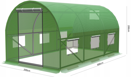 Sera de gradina, tip tunel cu cadru metalic, 300x200cm, verde, 6mp, fereastra suplimentara spate [2]