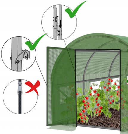 Sera gradina tip tunel 300x200x200 cm, folie PE 140g/m2 UV4, usa cadru cu balamale, 8 ferestre, 6 mp, verde [1]