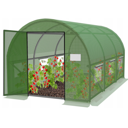 Sere si solarii - Sera gradina tip tunel 300x200x200 cm, folie PE 140g/m2 UV4, usa cadru cu balamale, 8 ferestre, 6 mp, verde