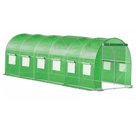 Zootehnie & Agricultura - Sera de gradina, tip tunel cu cadru metalic, 300x600cm, 13 ferestre, verde, 18 mp