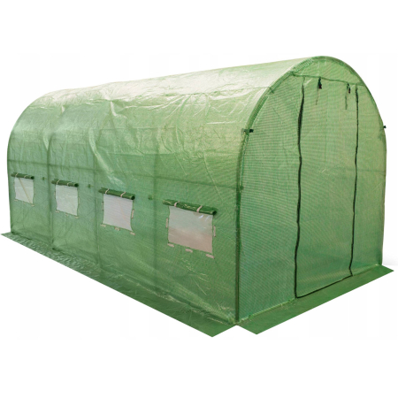 Sere si solarii - Sera gradina tip tunel 300x600x200 cm, folie PE 140g/m2 UV4, usa fermoar, ferestre cu plase tantari, 18 mp, verde