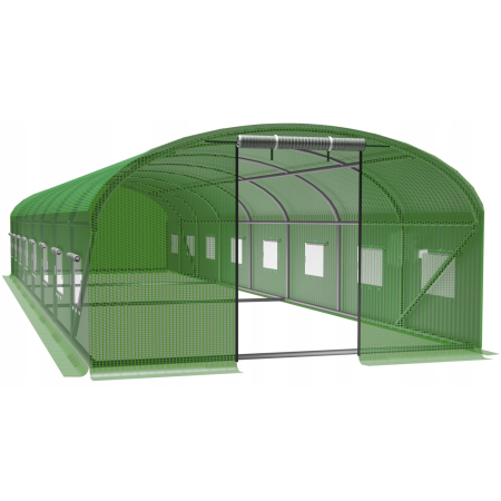 Sera gradina tip tunel 400x800x200 cm, folie PE 140g/m2 UV4, 6 segmente, 12 ferestre, usa fermoar, 32 mp, verde [1]