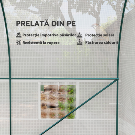  Sera de Gradina Tip Tunel cu Cadrul din Otel si 4 Ferestre din PE 2.5x2x2m, Alba [3]