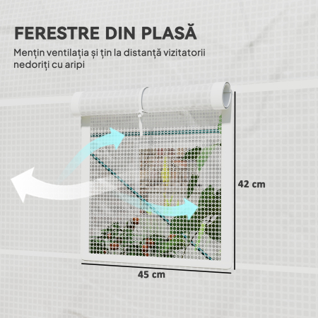  Sera de Gradina Tip Tunel cu Cadrul din Otel si 4 Ferestre din PE 2.5x2x2m, Alba [5]