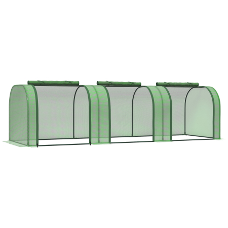 Prelate, pavilioane, umbrele terasa -  Sera de Gradina tip Tunel din Otel si Plastic PP cu Usi care se Ruleaza 295x100x80 cm, Verde