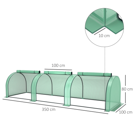 Sera de Gradina Tip Tunel din Otel si Plastic PP cu Usi Rulabile, 3x1x0,8 m, Verde [2]