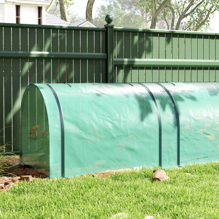  Sera de Gradina Tip Tunel din Otel si Plastic PP cu Usi Rulabile, 3x1x0,8 m, Verde [7]