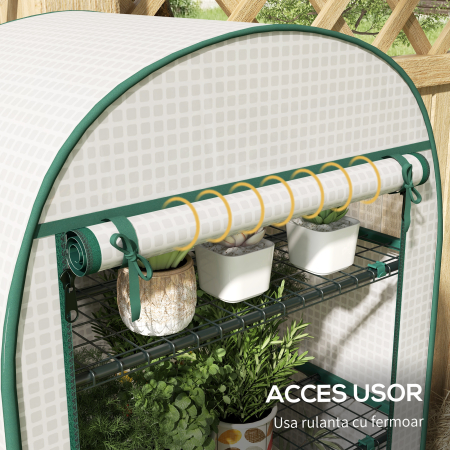  Sera de Gradina Verticala cu 4 Rafturi din Metal si Acoperire din PE, 80x50x160 cm, Alba [4]