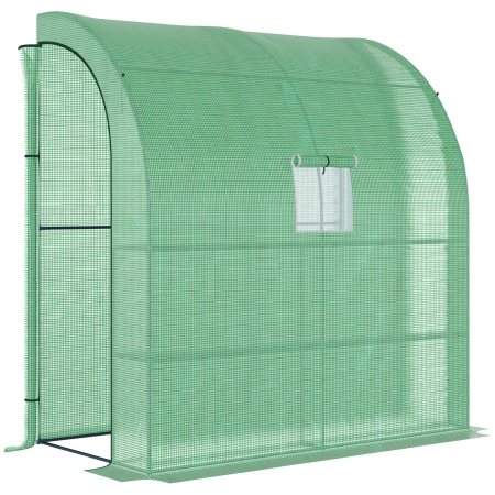 Prelate, pavilioane, umbrele terasa -  Sera de Perete cu 2 Rafturi pentru Plante si Flori din Otel si PE, 200x100x213cm - Verde