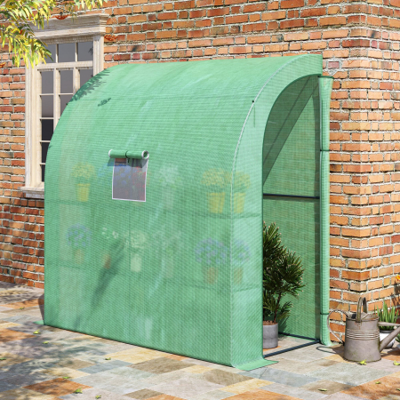  Sera de Perete cu 2 Rafturi pentru Plante si Flori din Otel si PE, 200x100x213cm - Verde [1]