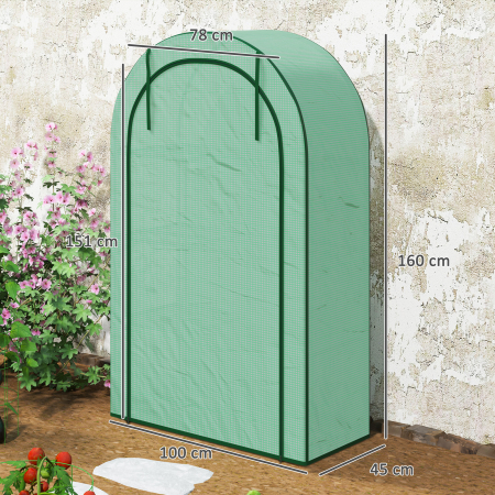  Sera de Perete cu 4 Niveluri, cu Usa cu Balamale, din Otel si PE, 100x45x160 cm, Verde [2]