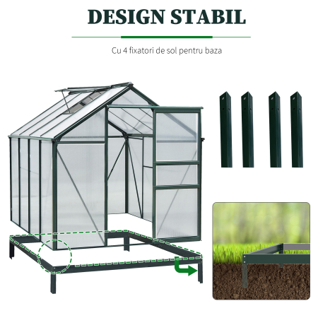 Sera de Plante Mare  183 x 244 x 213 cm pentru Curte, Uz Exterior, cu Fereastra si Usa, Cadru de Aluminiu, Placi BC [5]