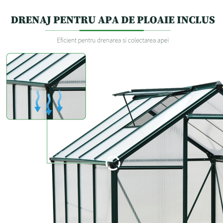 Sera de Plante Mare  183 x 244 x 213 cm pentru Curte, Uz Exterior, cu Fereastra si Usa, Cadru de Aluminiu, Placi BC [6]