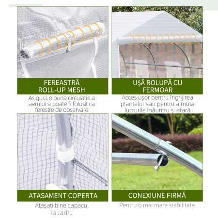  Sera Gradina 450×300×200 cm - Fier & PE, Acoperis inclinat [5]
