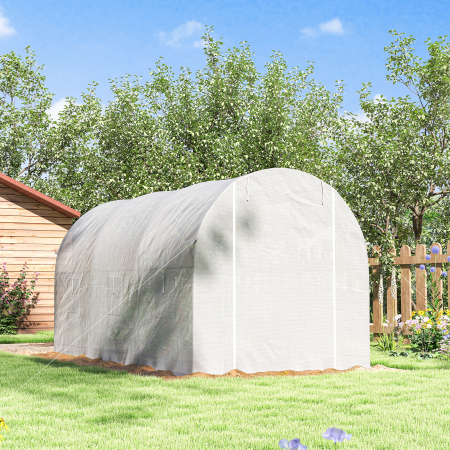  sera gradine3,5 x 2 x 2 m, cadru mare din otel galvanizat, tunel din polietilene pentru gradina,  alb [8]