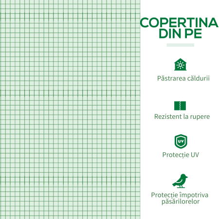  Sera Mica cu 2 Ferestre Laterale si Fereastra Centrala, din Otel, PE si PP, 240x90x90 cm, Verde [4]