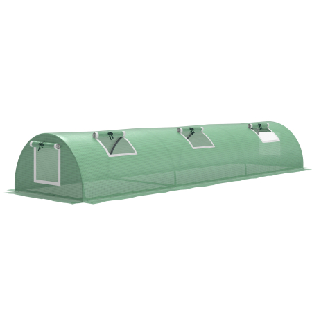 Prelate, pavilioane, umbrele terasa -  Sera mica cu 5 ferestre si grilaj central, din otel, PE si PP, 300x80x45 cm, verde