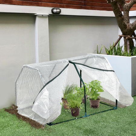  Sera Mini pentru Gradina si Balcon din Plastic PE si Otel, cu inchidere cu Fermoar, 99x71x60 cm [1]