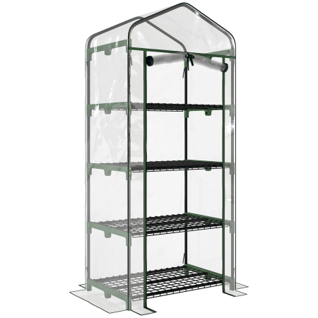 Prelate, pavilioane, umbrele terasa -  Sera pentru Balcon Compacta cu 4 Rafturi pentru Plante, Sera pentru Gradina cu Acoperis din PVC Transparent, 70x50x160cm
