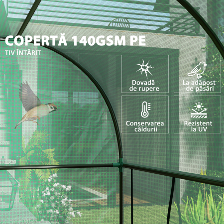  Sera pentru gradina 2 m² dim. 2L x 1l x 1,78H m 2 Usi cu fermoar rulante Otel PE inalta densitate 140 g/m² Anti-UV verde [4]