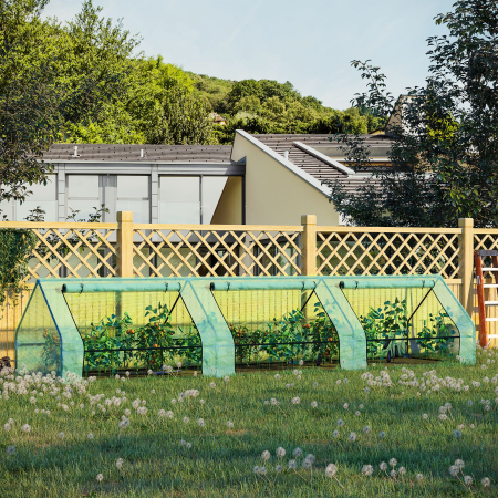  Sera pentru Gradina Impermeabila si Rezistenta la UV cu 3 Ferestre Rulante, 400x100x80 cm, Verde [1]