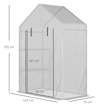  Sera pentru Gradina pentru Exterior cu 2 Rafturi, Usa tip Rulou, 143x73x195cm, Alb [2]