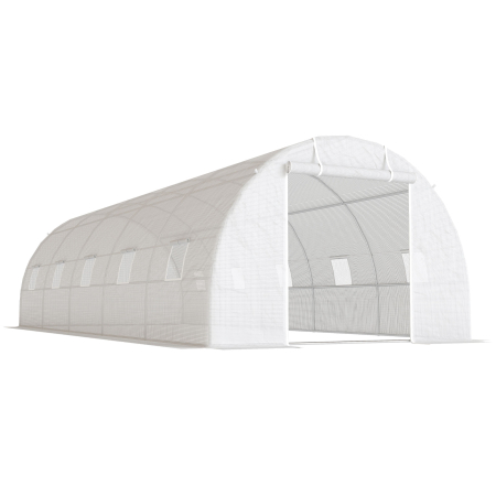 Gradina & balcon -  Sera Tip Tunel 8x3x2 m cu invelis din Plastic si Otel Ranforsat, Alb