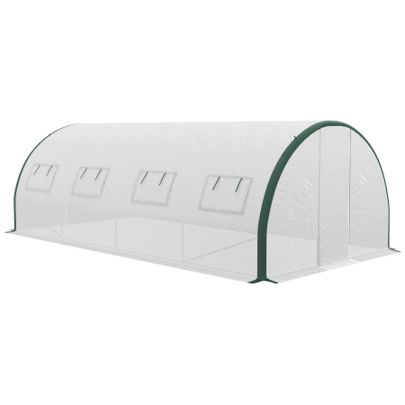 Gradina & balcon -  Sera Tip Tunel cu 2 Usi, Fermoare si 8 Ferestre, 600x300x200 cm, Alb