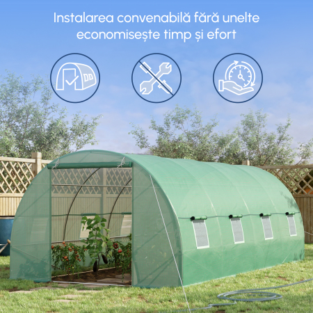  Sera Tip Tunel pentru Plante, Verde, 6x3x2 m [3]