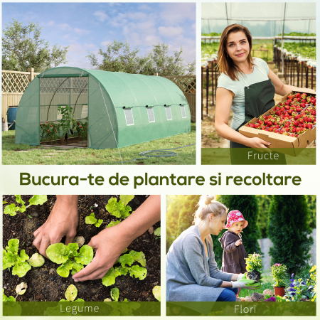  Sera Tip Tunel pentru Plante, Verde, 6x3x2 m [7]
