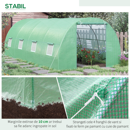  Sera Tip Tunel pentru Plante, Verde, 6x3x2 m [6]