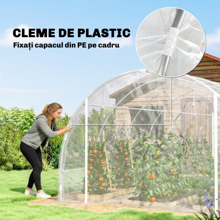  Sera tunel 3x6x2 m cu usi rulabile, cadru din otel si acoperire anti-UV din PE, transparenta [7]